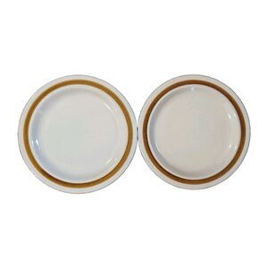 Sigma Japan Pebble Stone 7.25" Stoneware Salad Plates Brown Band Set of 2